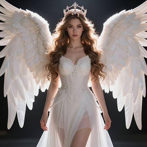 Ethereal Angelic Woman with Glowing Wings