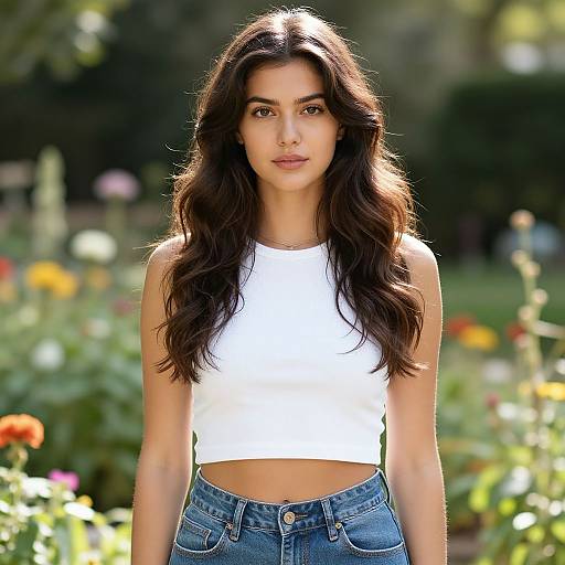 Sunlit Portrait of Woman in Garden