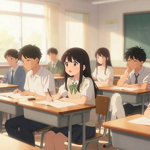 Anime High School Slice-of-Life Scene