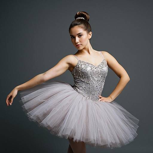 Ballerina in Grey Tutu Dress