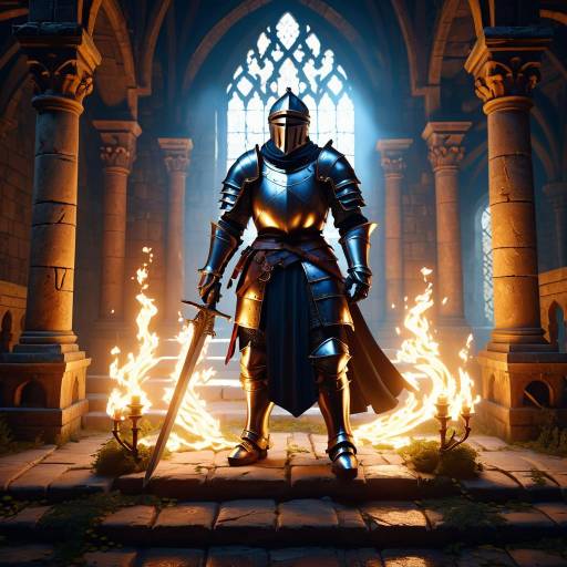 Medieval Knight in Enchanted Castle Lighting Medieval Knight in Enchanted Castle Lighting