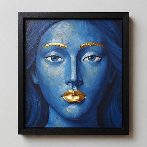 Triangular Blue Face Art Piece