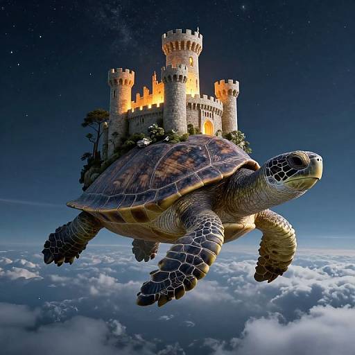 Colossal Turtle with Floating Castle