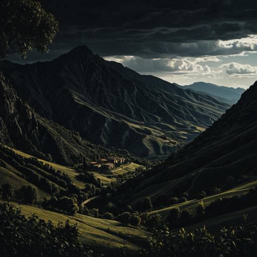 Dramatic Chiaroscuro Mountain Landscape
