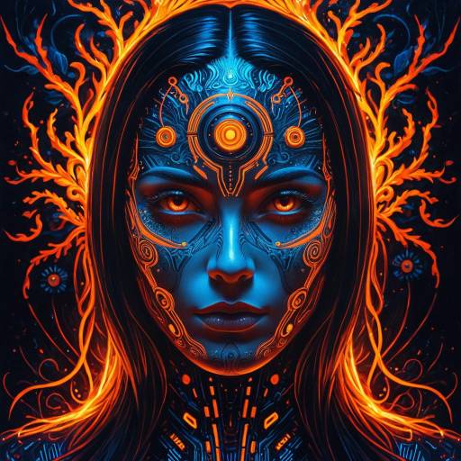 Ethereal Hybrid Android with Neon Glow Ethereal Hybrid Android with Neon Glow