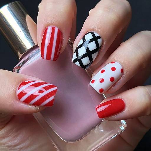 Colorful Glossy Nail Art Close-Up