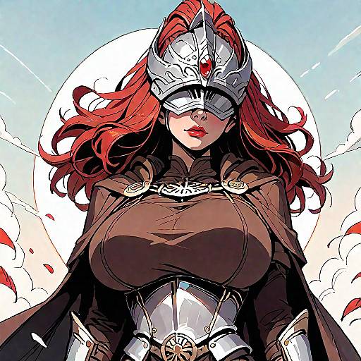 Epic Anime Warrior with Long Red Hair