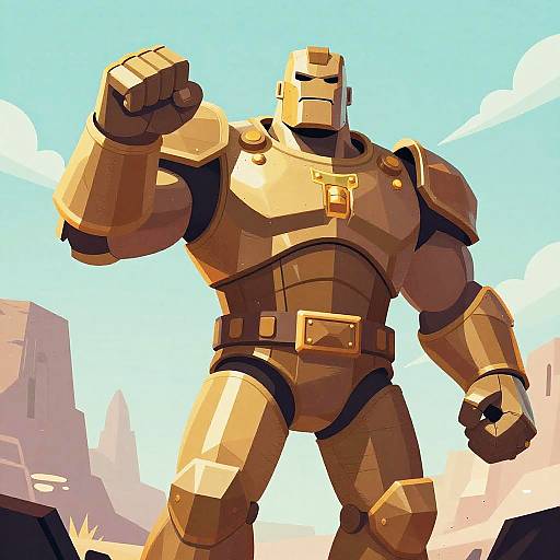 Armored Titan in Alien Landscape