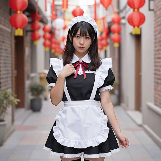 Japanese Maid in Festive Alley