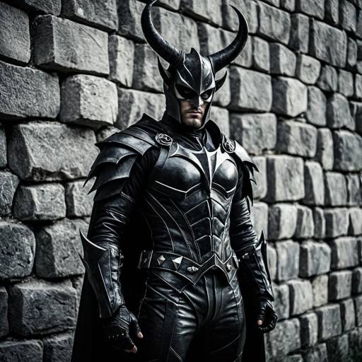 Dark Fantasy Gothic Superhero in Black Leather Costume