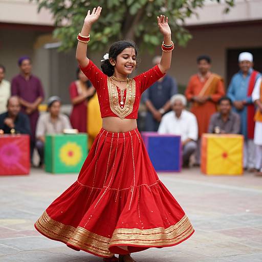 Joyful Gujarati Girl at Garba Dance