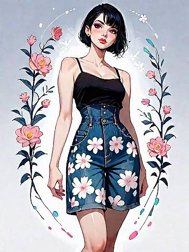 Chic Woman in Floral Print Outfit