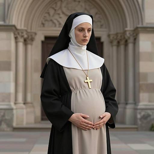 Pregnant Nun in Traditional Habit