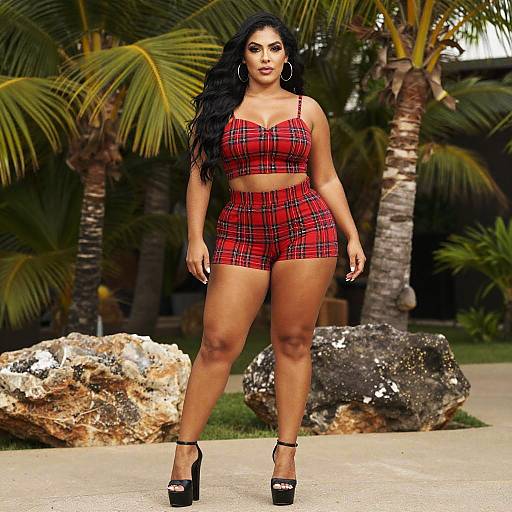 Confident Woman in Tropical Garden