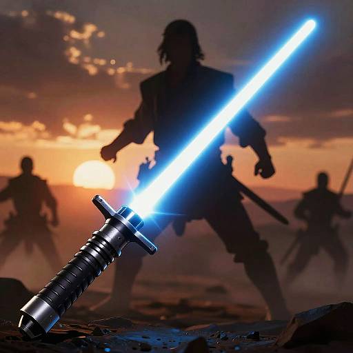 Epic Blue Lightsaber Battle Scene