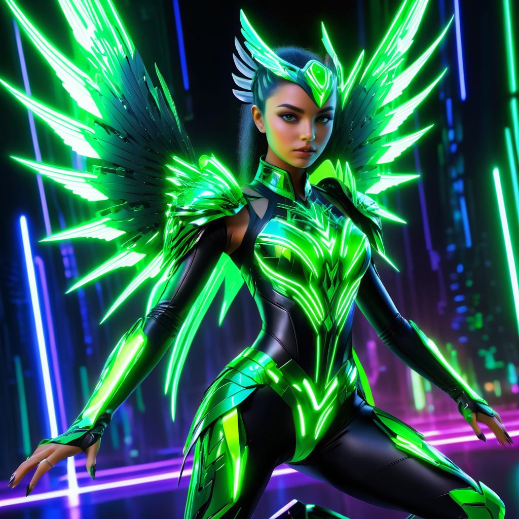 Futuristic Cyber Griffon in Neon Glow