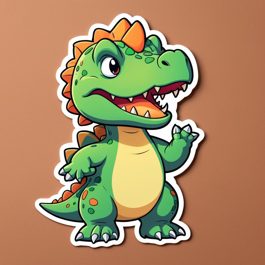 Adorable Androgynous Dinosaur Sticker Design