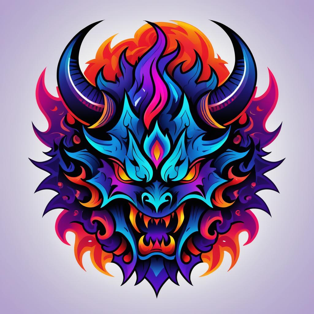 Vibrant Spiky Demon Tattoo Logo Design