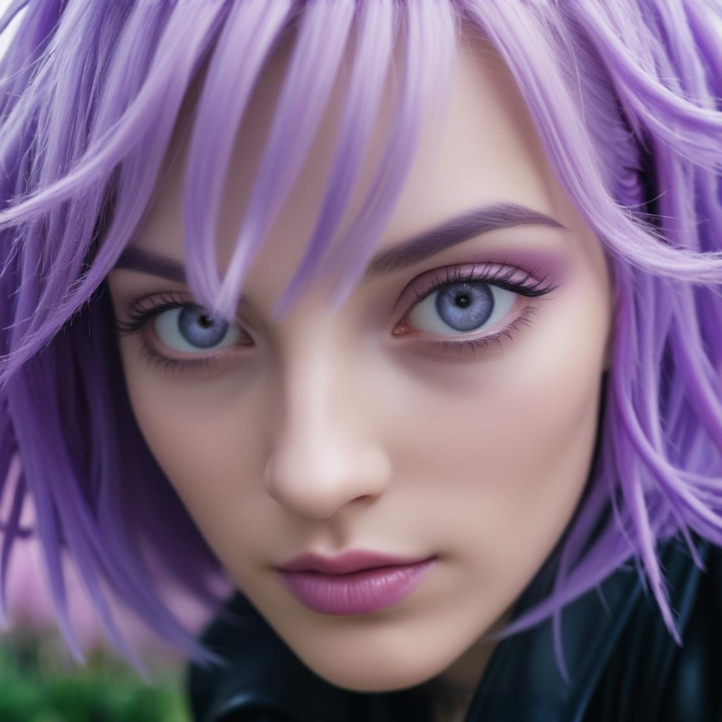 Surreal Close-Up of Lavender-Haired Model