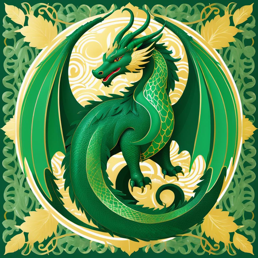 Emerald Dragon Doodle Art Print