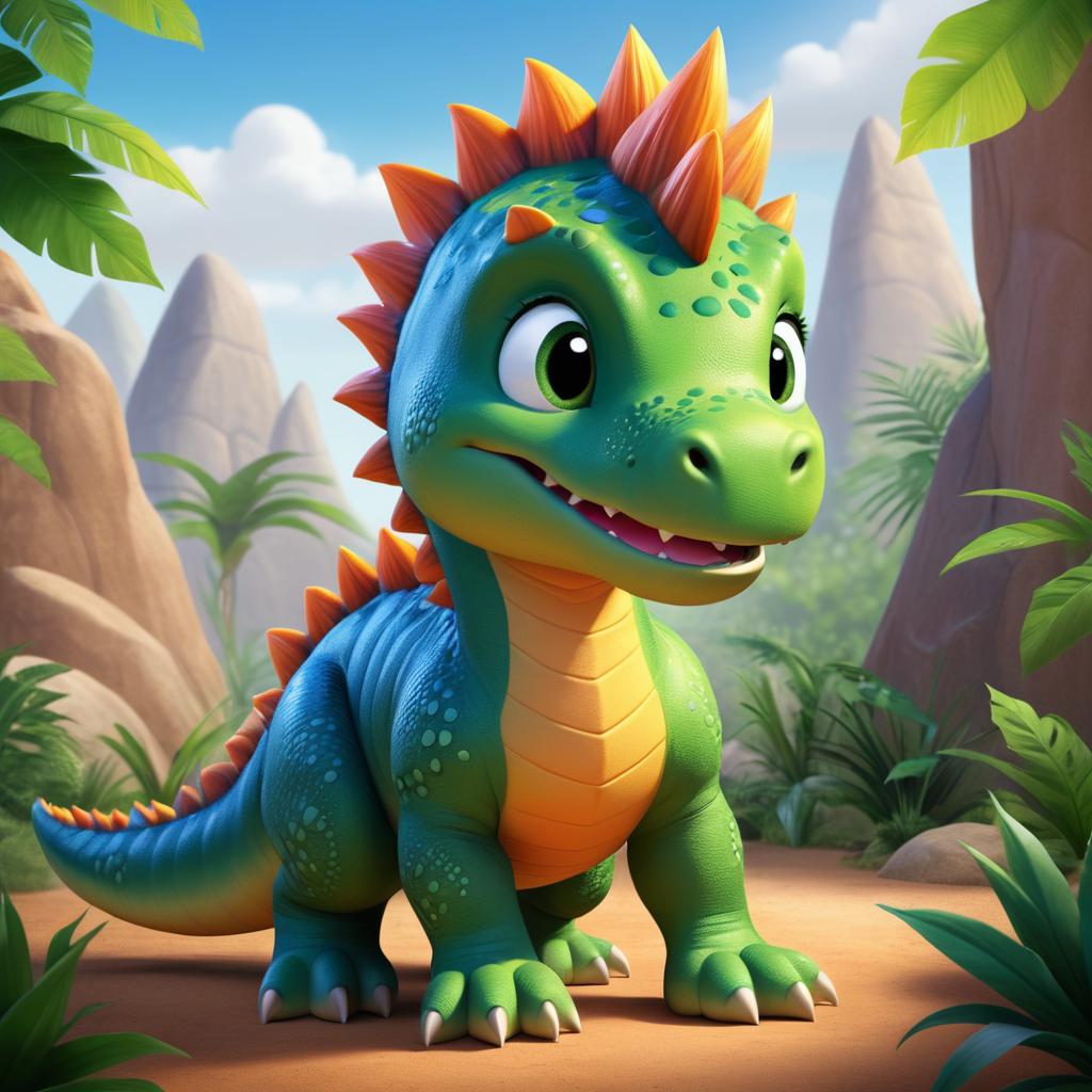 Cheerful Dinosaur Character for Kids