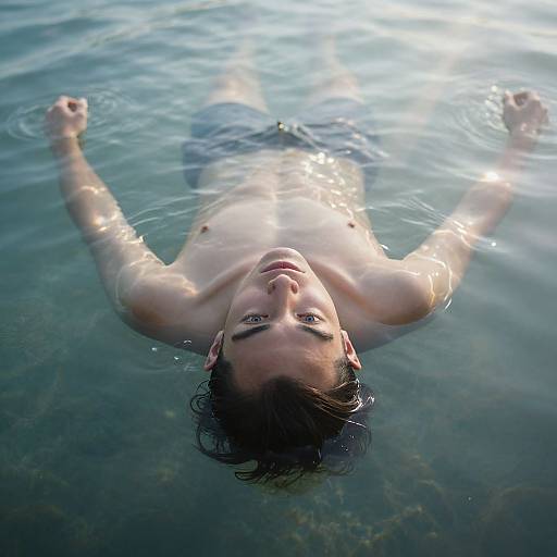 Serene Man Floating in Crystal Water