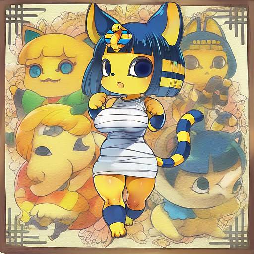 Illustration of Ankha (animal crossing), animal crossing in the style of F.s.