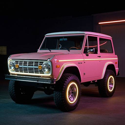 1973 Bronco Neon Retro Pose