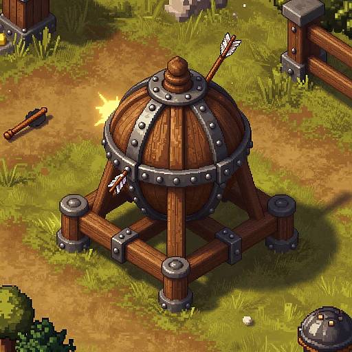 Medieval Ballista Turret Pixel Art