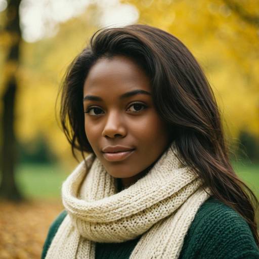 Young Woman in Cream Scarf Outdoors