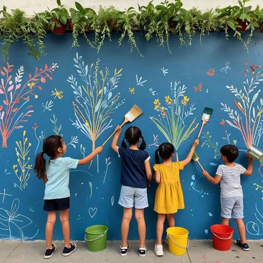 Joyful Children Creating Colorful Murals