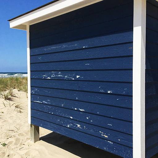 Navy Blue Beach House with Waves