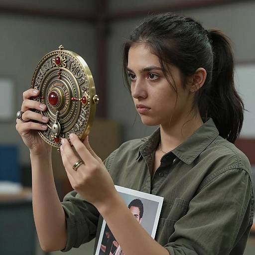 Young Woman with Ornate Jewelry Focus