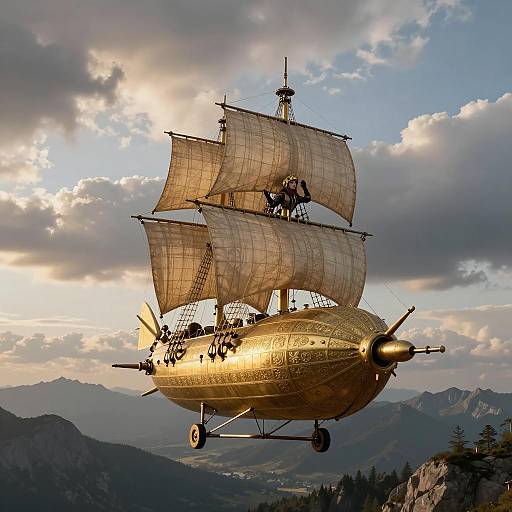 Elegant Steampunk Aviator in Sunset