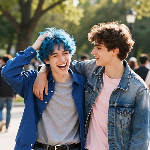 Joyful Park Moment of Two Friends