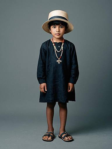 Young Boy in Gopalkala Dress and Straw Hat