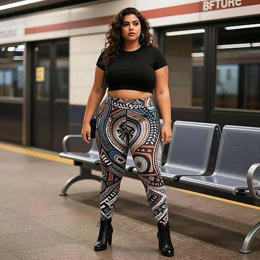 Plus-Size Edgy Street Style in Subway