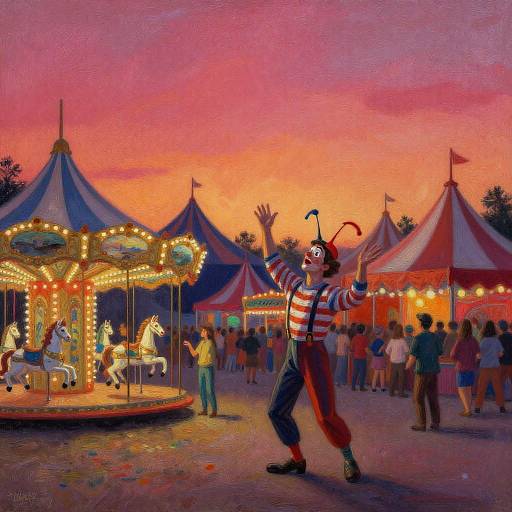 Expressionist Carnival Juggler at Twilight
