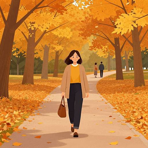 Autumn Park Walk Illustration