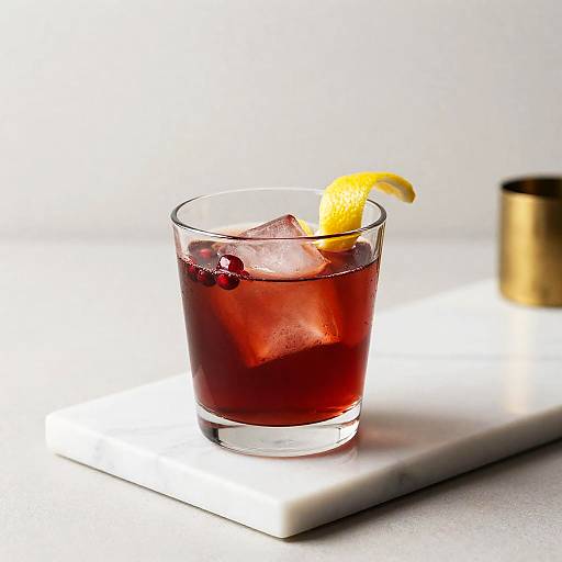 Demerara Rum Pomegranate Old-Fashioned Still Life