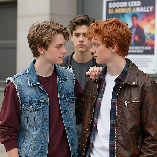 Teenage Boys Facing Each Other Outdoors