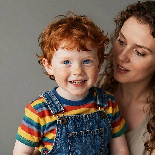 Freckled Child and Woman Portrait
