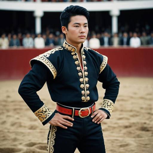 Asian Male Bullfighter in Traditional Outfit