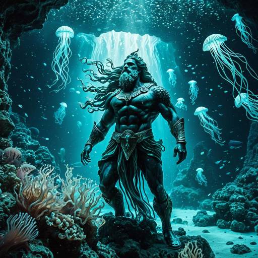 Poseidon Underwater with Jellyfish