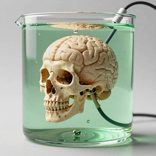 Photorealistic Floating Brain in Container