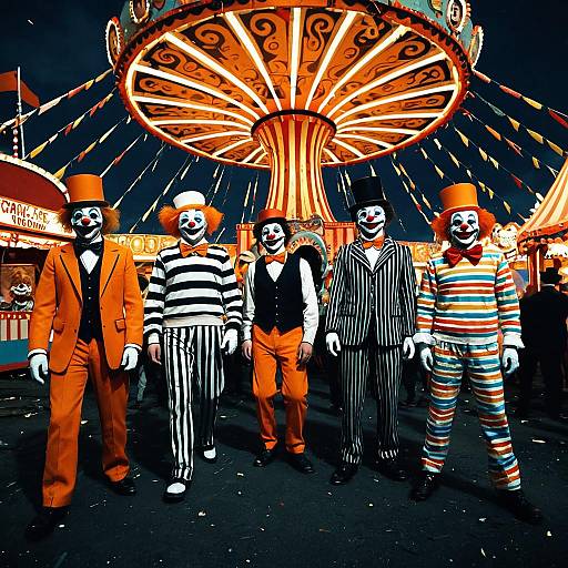 Five Clowns at Vintage Carnival