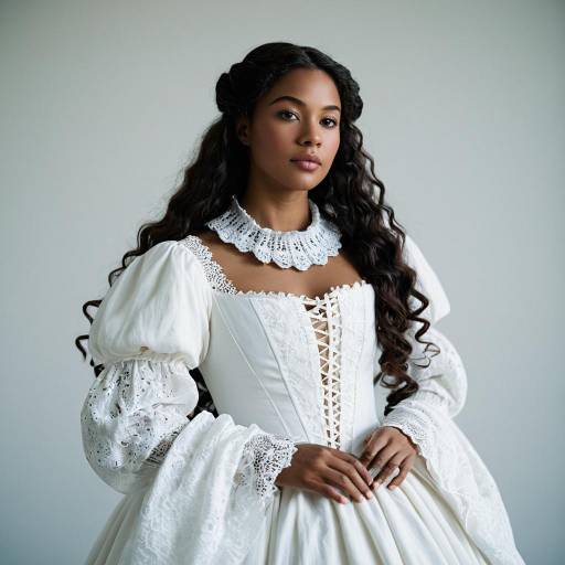 Woman in Traditional White Renaissance Dress