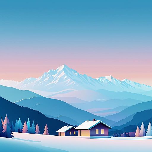 Icy Winter Mountains Poster Illustration Icy Winter Mountains Poster Illustration