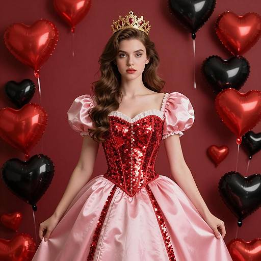 Luxurious Sequin Queen in Princess Costume