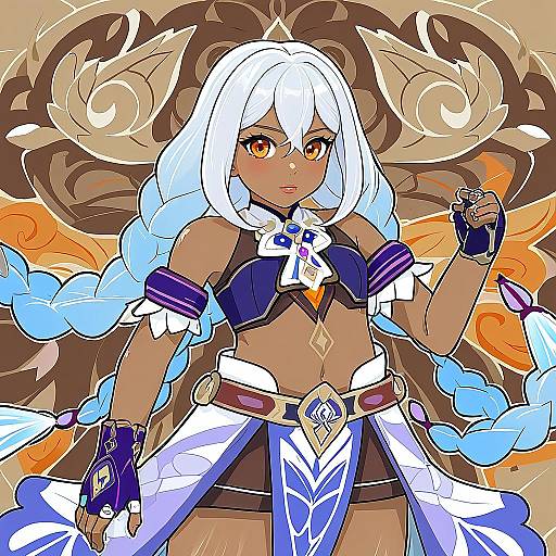 Illustration of Mualani (genshin impact), genshin impact in the style of Dakusuta